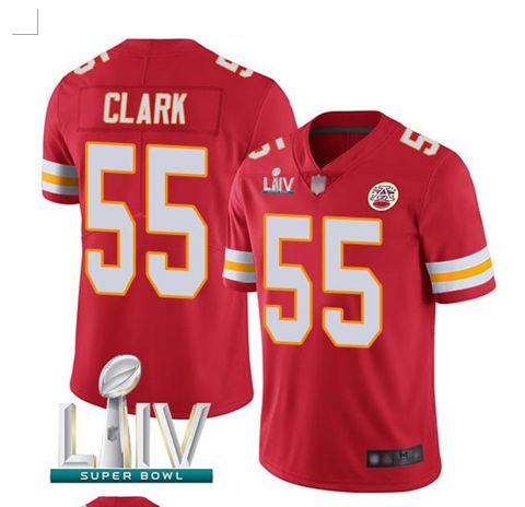 Men Kansas City Chiefs 55 Clark Red Super Bowl LIV 2020 Stitched NFL Vapor Untouchable Limited Jersey